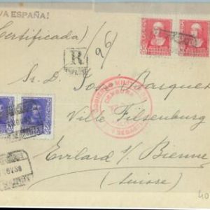 66904 - SPAIN - Postal History - COVER with CENSURA MILITAR to SWITZERLAND 1938