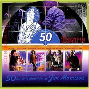 B1135 - TOGO  - ERROR MISPERF Stamp Sheet - 2021 - Jim Morrison, MUSIC