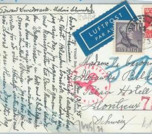 77638 - SWEDEN - POSTAL HISTORY - CENSORED POSTCARD to SWITZERLAND  1945