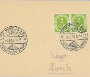 75794 - GERMANY - Postal History - EVENT Postmark 1953 Auto CARS