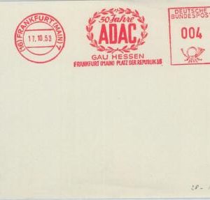 75797 - GERMANY - Postal History - EVENT Postmark 1953 Auto CARS