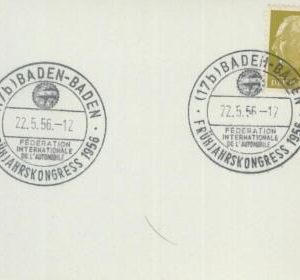 75782 - GERMANY - Postal History - EVENT Postmark 1956 Auto CARS