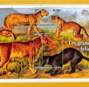 A8318 - NIGER - ERROR MISPERF Stamp Sheet -2021 Animals Tigers Cats of Prey