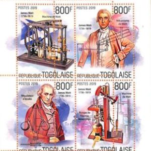 A7092 - TOGO, Error, 2019, MISPERF MINIATURE SHEET: James Watt, Electricity, Sci