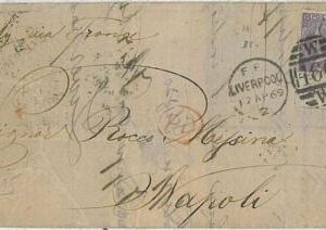28349  - GB -  POSTAL HISTORY : - G 108 w border on COVER  to NAPOLI  1st month
