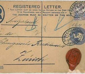28347 - GB -  POSTAL HISTORY - REGISTERED STATIONERY COVER to SWITZERLAND 1899