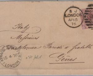 39542  - GB --  POSTAL HISTORY - SG # 139 on COVER to ITALY -  1876