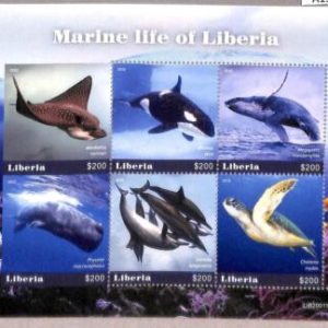 A1996- LIBERIA, ERROR: Misperf M/S - 2020 Marine Life, Whales, Turtles, Dolphins