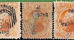 94932a  - MEXICO -  STAMPS  - Yvert # 54 (B) * 3  Thin Paper -  USED