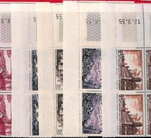 94832 - FRANCE - STAMPS - Yvert # 1036 + 38 + 39 + 41 + 42  blocks 4 coin datee