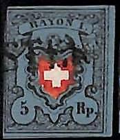 94989cA  - SWITZERLAND -  STAMPS  - Zumstein #  15 II -   USED