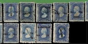 94941a  - MEXICO -  STAMPS  - Yvert # 58 (B)   - Lot of 12 USED stamps
