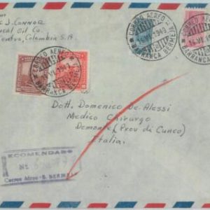 81569 - COLOMBIA - Postal History -   REGISTERED Airmail COVER  to ITALY  1949