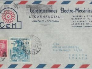 81568 - COLOMBIA - Postal History -   ADVERTISING COVER:  Airmail to ITALY  1958