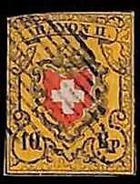 94982aC - SWITZERLAND  -  STAMP -   Yvert #  16 II -  USED small defect