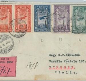 74697 - ETHIOPIA  - POSTAL HISTORY - Registered COVER to ITALY - 1934 Aviation
