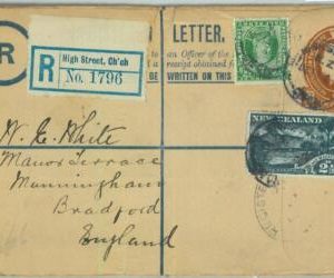 BK0357 - NEW ZEALAND - Postal History -  Registered STATIONERY COVER  1914