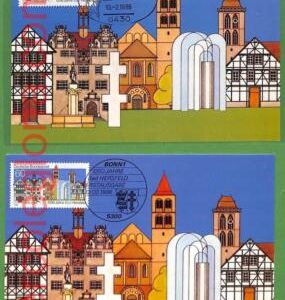 ag7293 - GERMANY - Set of 2 pieces MAXIMUM CARD - 13.02.1986 - Architecture