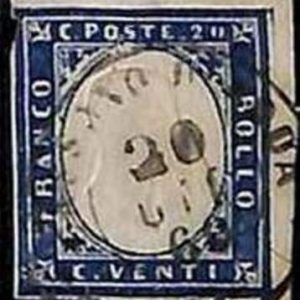 94708g - ANTICHI STATI: Sardegna -  Sassone 15Dc  - USATO annullo CASSANO D'ADDA