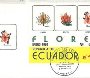 22440  - ECUADOR-  POSTAL HISTORY -SOUVENIR SHEET on FDC COVER 1986 Flowers