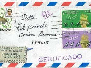 17496  - ECUADOR-  POSTAL HISTORY - Registered AIRMAIL COVER  Olympic Games
