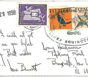 25509 - ECUADOR-  POSTAL HISTORY - LINEA EQUICIONAL Equinox postmark 1959