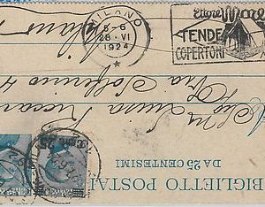 53289 - REGNO -  INTERO POSTALE con ANNULLO MECCANICO: Ettore Moretti MILANO