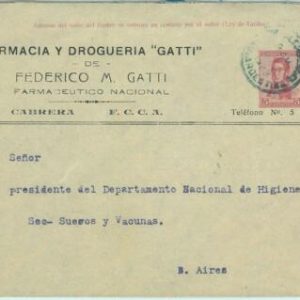 67521 - ARGENTINA -  ADVERTISING STATIONERY  COVER  - 1923  Cats MEDICINE