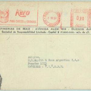 67620 - ARGENTINA - Postal History - RED MECHANIC Postmark - Gastronomy  1954