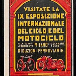 95028e - ITALY - VINTAGE Poster Stamp LABEL - BICYCLE AND MOTORCYCLE Expo 1928