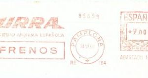 70922 - SPAIN - Postal History - MECHANICAL Postmark on PIECE: auto URRA 1962