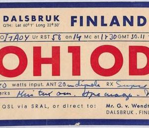 ad9037 - FINLAND - RADIO FREQUENCY CARD   - Dalsbruk -  1947
