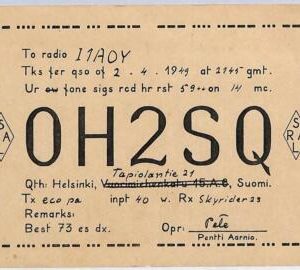 ad9040 - FINLAND - RADIO FREQUENCY CARD   - Helsinki -  1949