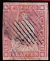 94985a  - SWITZERLAND - STAMP - ZM  # 24A Green Thread THIN PAPER 0.08 -  USED