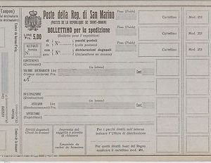55401 - SAN MARINO -  BOLLETTINO SPEDIZIONE  Postale: 5,00  Lire - P 10