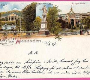 ah7100 - GERMANY - VINTAGE POSTCARD Ansichtskarten - Gruss aus Wiesbaden - 1897