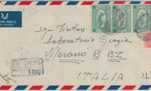 49282 - SAUDI ARABIA - Postal History - REGISTERED AIRMAIL COVER to ITALY 1952