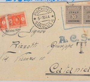 66089 - OCCUPAZIONE ANGLO AMERICANA usati su BUSTE dopo SCADENZA - TASSATI! 1944