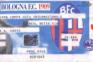 C0874 - Vecchio BIGLIETTO PARTITA CALCIO - 1998: BOLOGNA - REAL BETIS