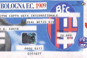 C0876 - Vecchio BIGLIETTO PARTITA CALCIO - 1998: BOLOGNA - REAL BETIS