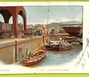 aa9062- CARTOLINA D'EPOCA  GENOVA Città : IL Porto (Caricamento del grano)
