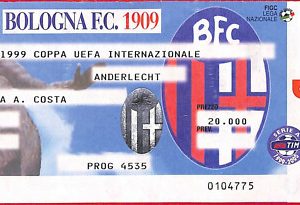C0897 - Vecchio BIGLIETTO PARTITA CALCIO - 1999: BOLOGNA - ANDERLECHT