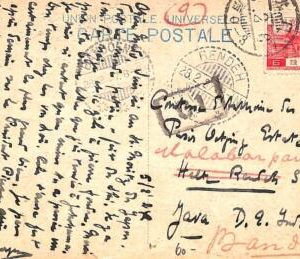 aa6879 - JAPAN - POSTAL HISTORY -  POSTCARD to DUTCH INDIES Indonesia  1927