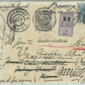 68790 - NETHERLANDS - Postal History -  REGISTERED COVER  to  ITALY  1902
