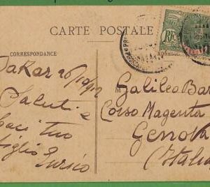 ad6517 - SENEGAL - Postal History - POSTCARD to ITALY via ITALIAN PAQUEBOT 1912