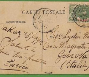 ad6518 - SENEGAL - Postal History - POSTCARD to ITALY via ITALIAN PAQUEBOT 1912