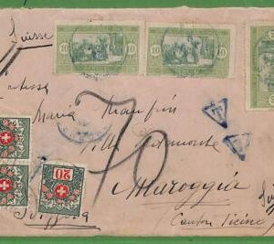 ad6520 - SENEGAL - Postal History - COVER to SWITZERLAND - TAXED on arrival 1921