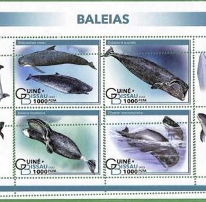 B1565 - GUINE-BISSAU - ERROR MISPERF Stamp Sheet - 2022 - Whales, Marine Life