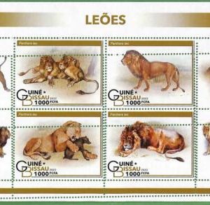 B1566 - GUINE-BISSAU - ERROR MISPERF Stamp Sheet - 2022 - Lions, Big Cat