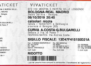 C0902 - Vecchio BIGLIETTO PARTITA CALCIO - 2019: BOLOGNA -  REAL MADRID